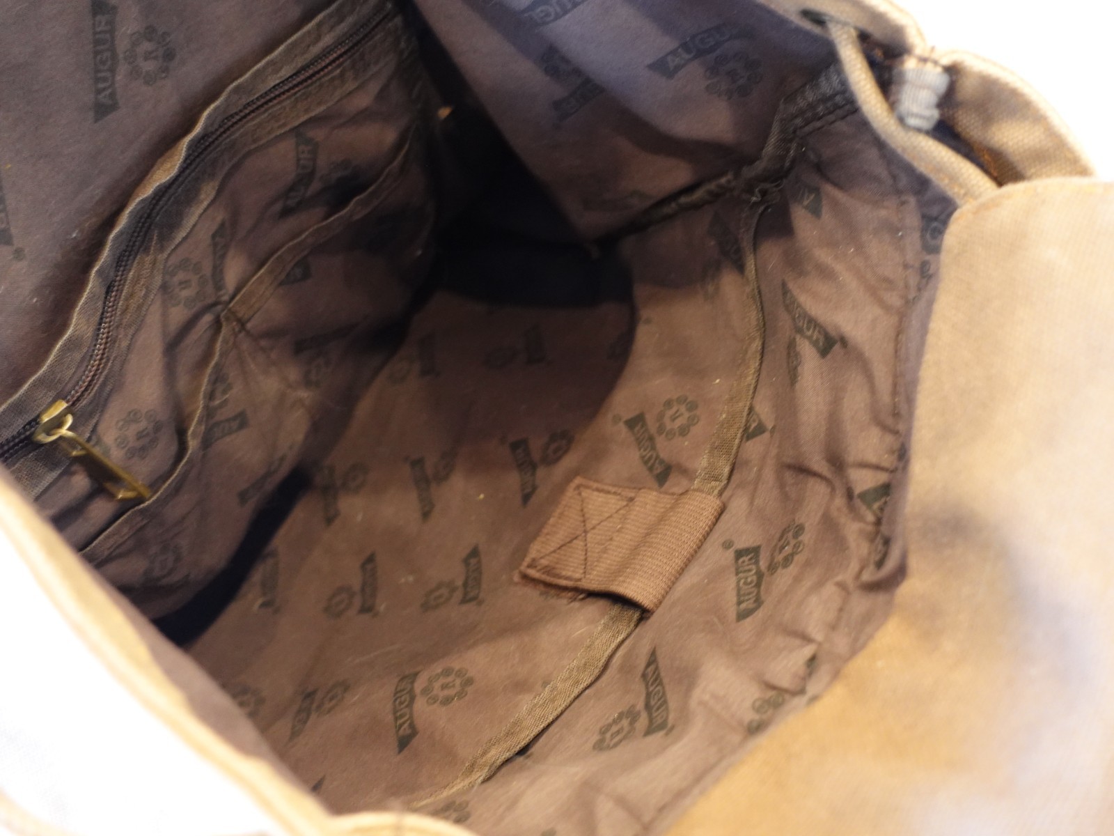 Augur Jans Brown Canvas Leather Strap Backpack Hiking Travel School Boho