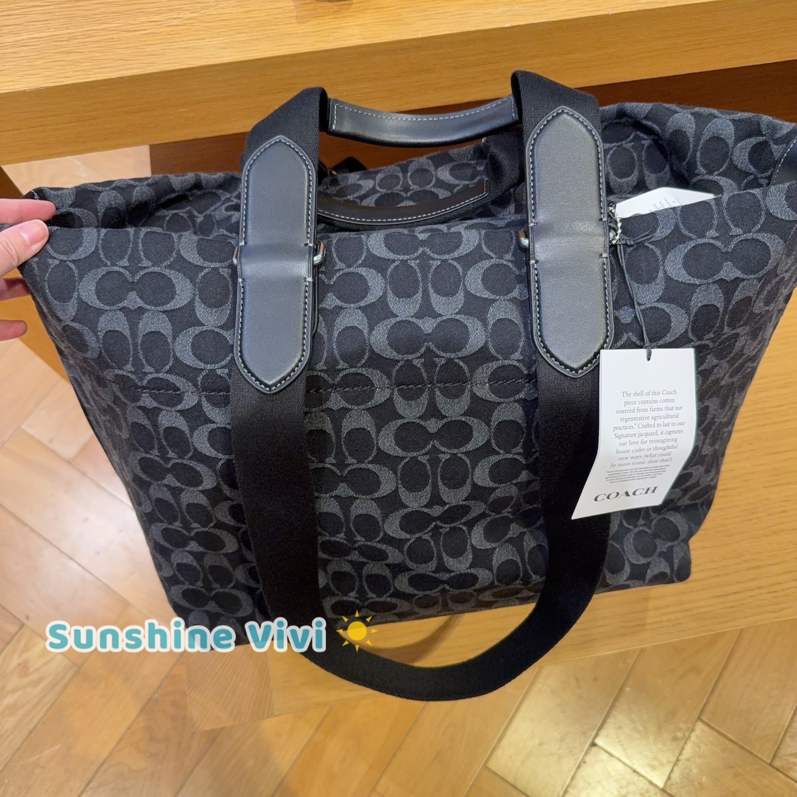 NWT Coach MEN’S Small Tour Tote Bag In Signature Denim CDF24 Silver/black