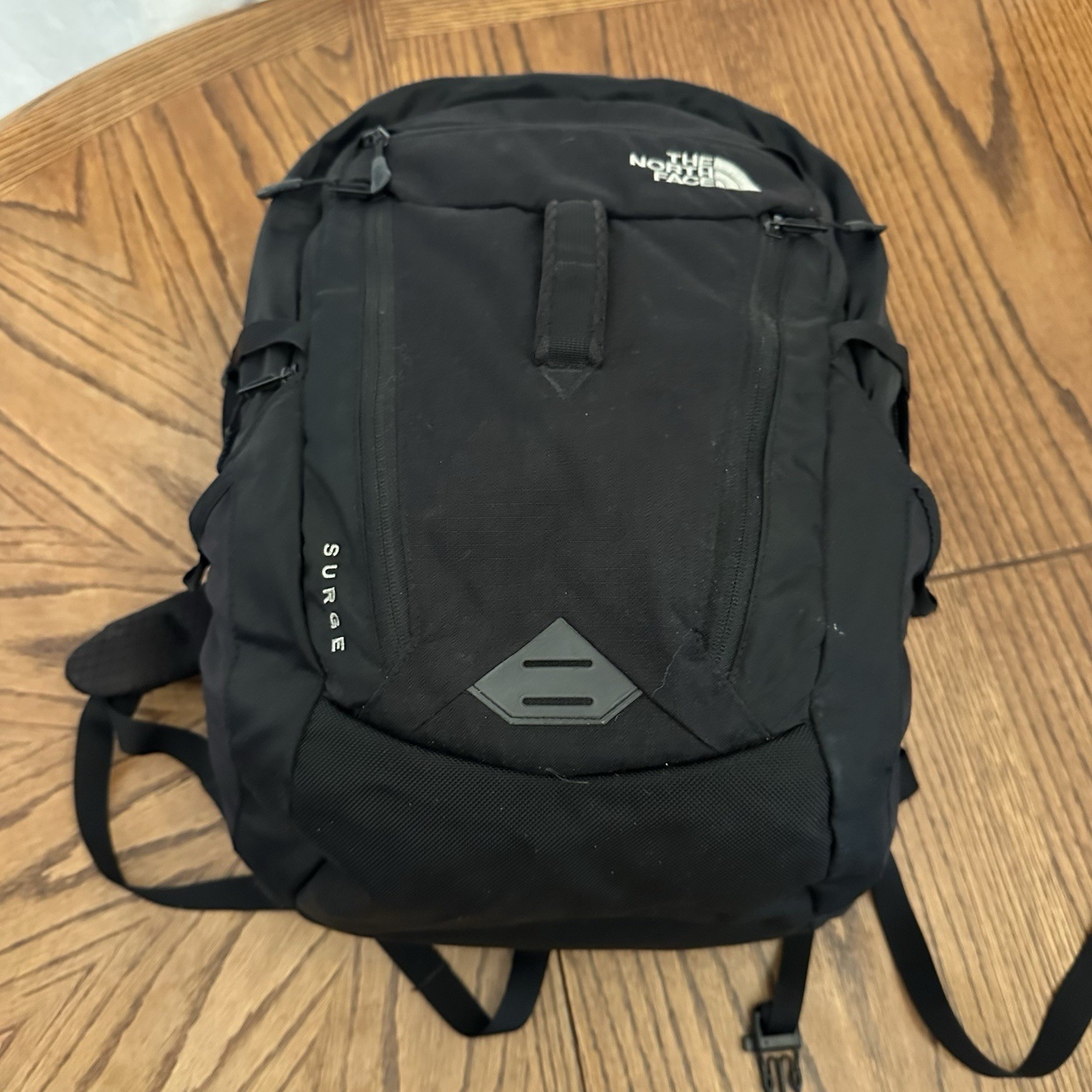 The North Face Surge Backpack Black FlexVent Laptop Travel School Bag Clamshell