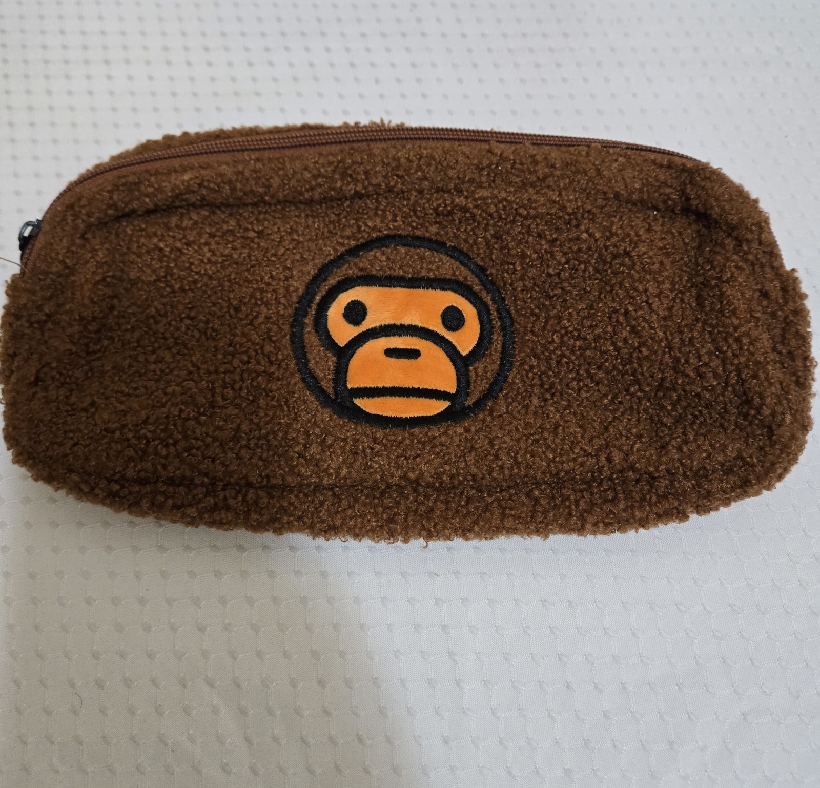 A Bathing Ape Baby Milo Pouch Bag Zip Storage Case Brown Japan