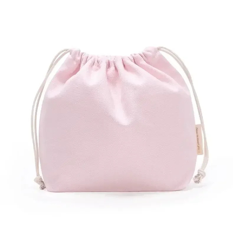 Cotton linen Drawstring Makeup Storage Bag Portable Structured Canvas Pouch Deli