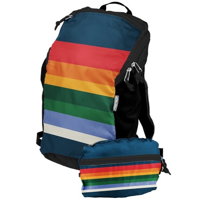 Eco-Friendly ChicoBag Travel Pack rePETe – Retro Stripe Foldable Backpack 15 L