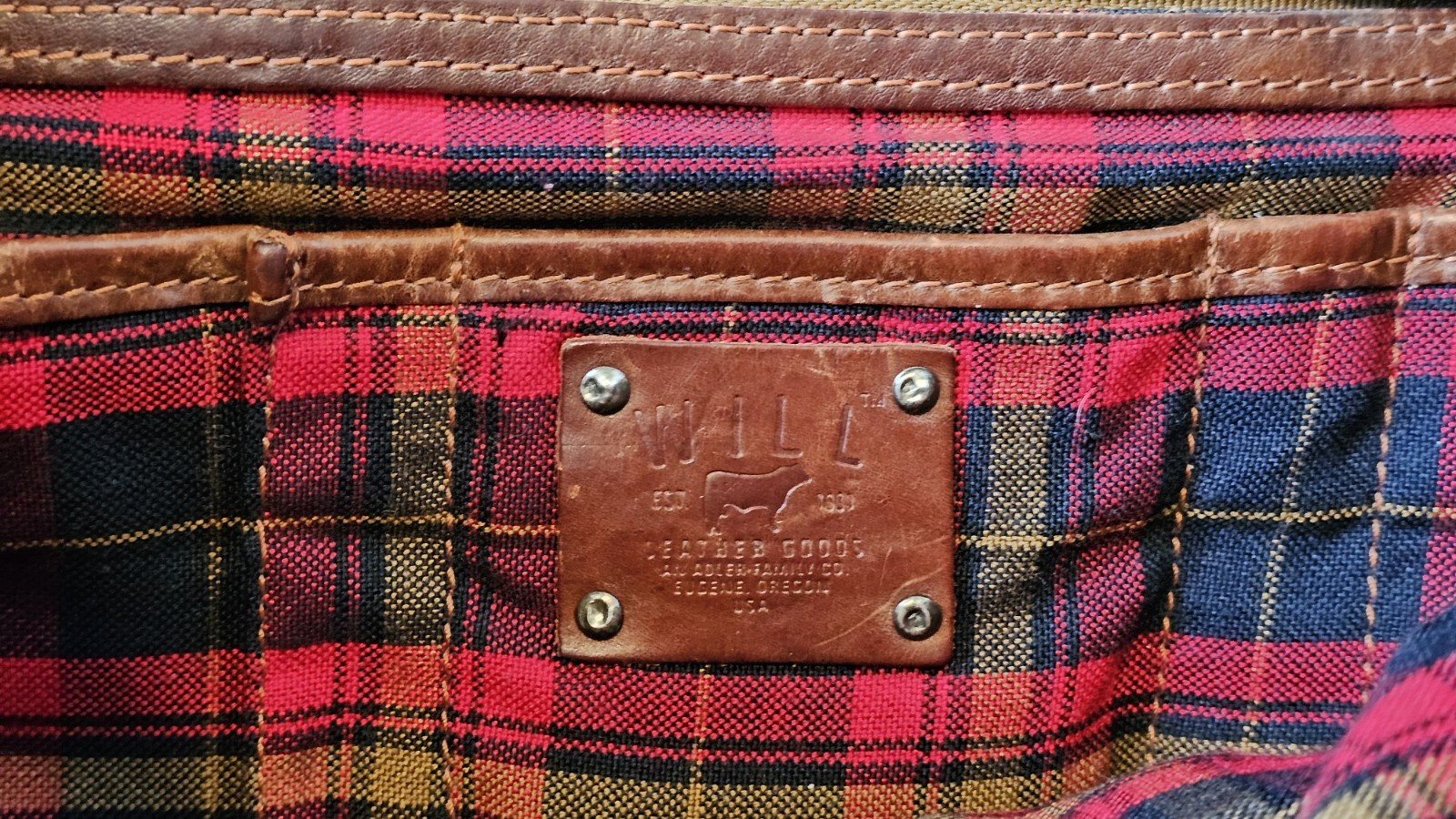 WILL LEATHER GOODS Hopper Denim & Leather Messenger Bag w/ Removable Laptop Case