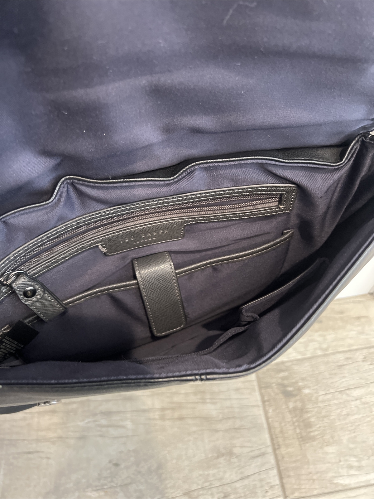 Ted Baker London Black Polyurethane Messenger Laptop Bag Briefcase