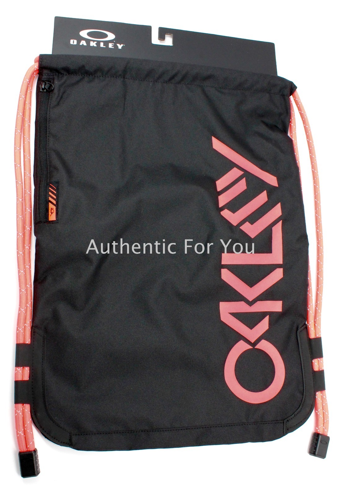 New Authentic Oakley String Bag Black Pink Coral Glow Cinch Drawstring Backpack