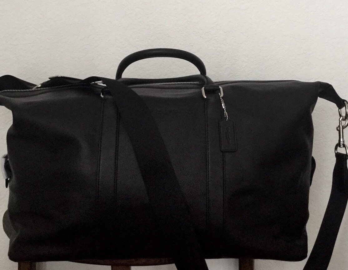 COACH Mens Leather Voyager 52 Duffle in Black Large F93469, F54802 NWT MSRP$795