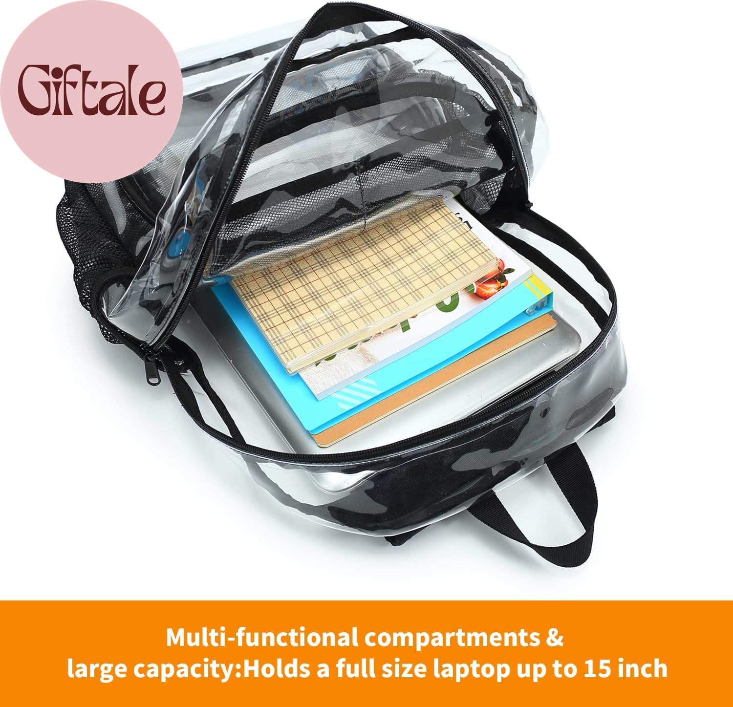 Clear Backpack, Clear Bag Stadium Large See through Bookbag Heavy Duty PVC Trans