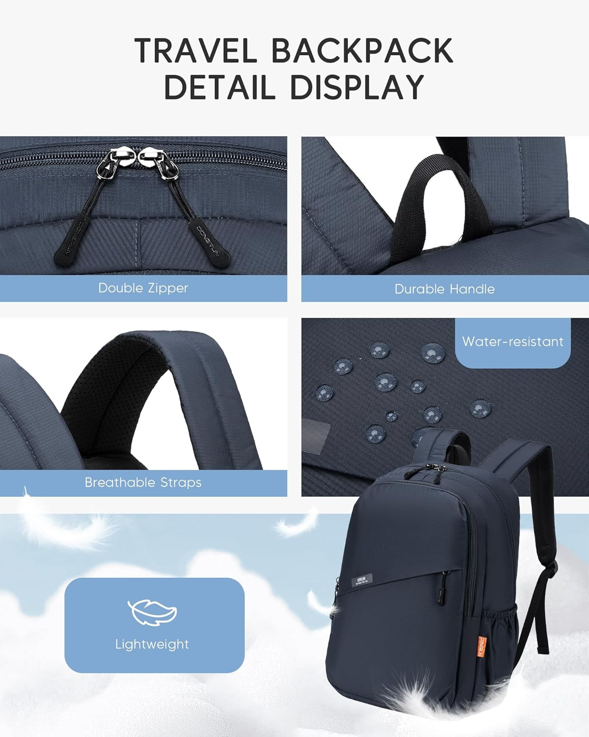 40X30X15Cm Personal Item Bag Lightweight Foldable Travel Backpack Carry on Fligh