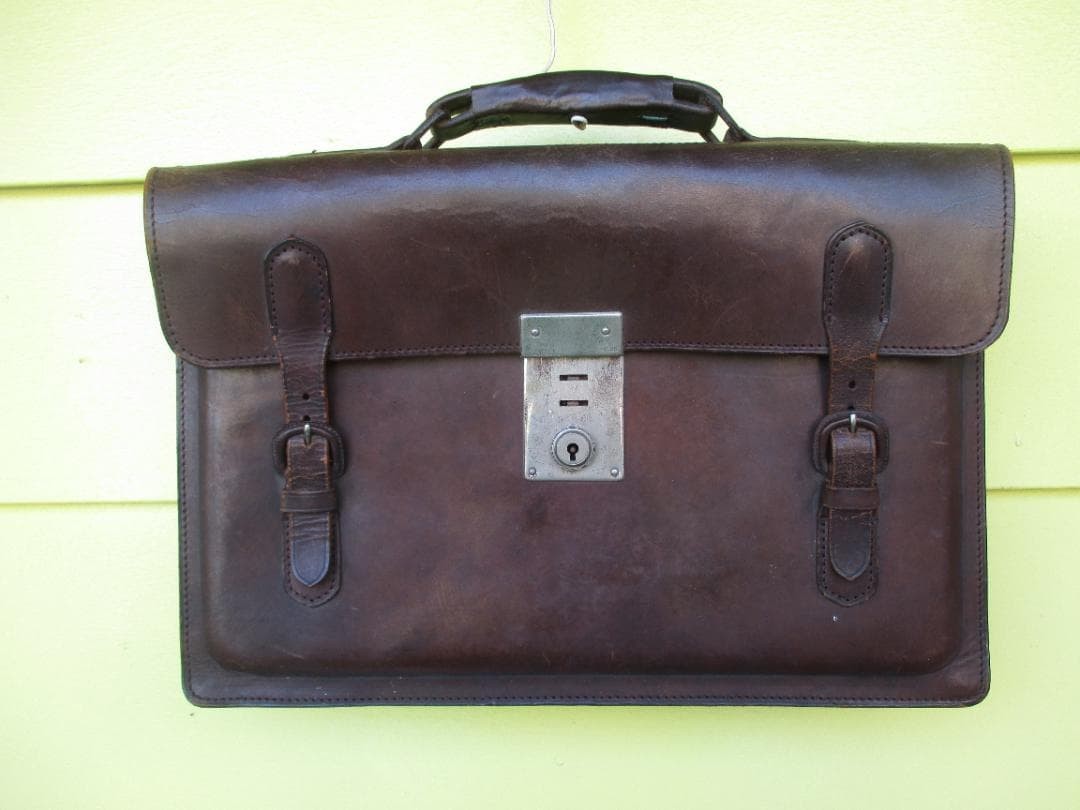 HINOMOTO No.20 Leather School Bag Briefcase Used Retro Dark Brown