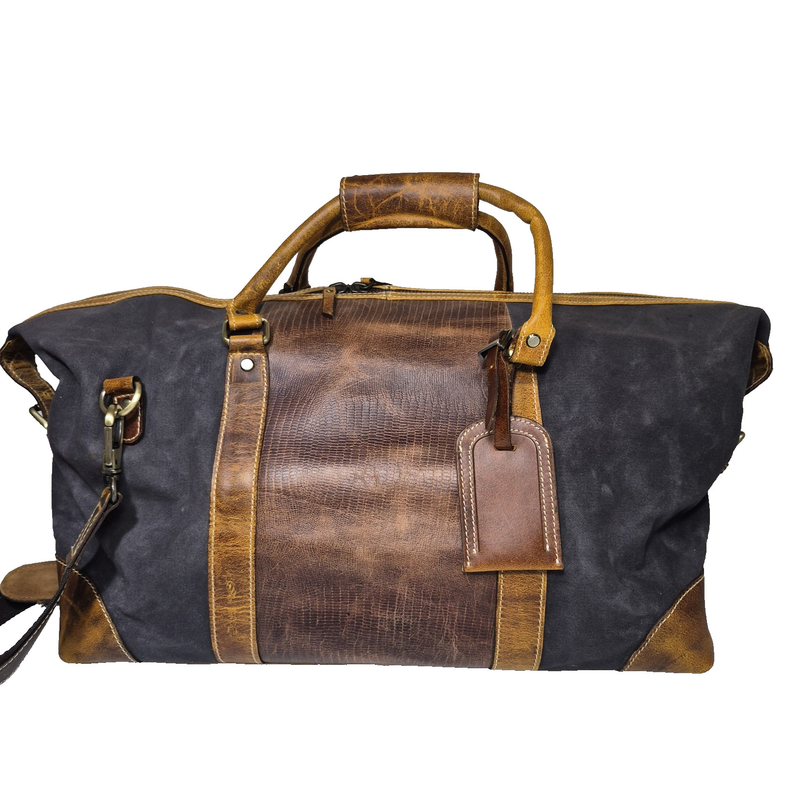F.H. Wadsworth NYC Leather Suede Overnight Duffle Bag Travel Luggage
