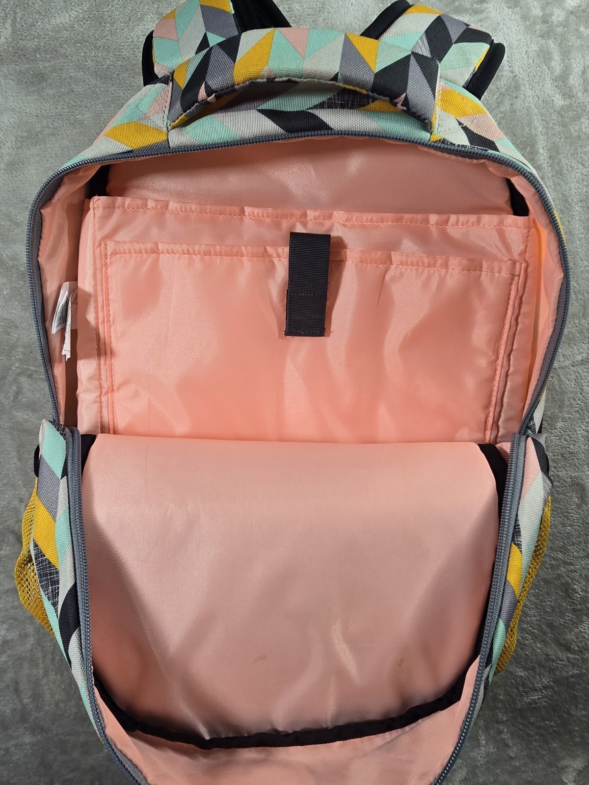 KAVU Geometric Print Backpack School Travel Daypack Laptop Bag Multi Pocket