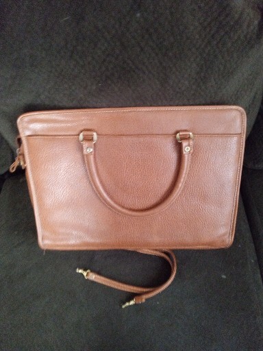 JACKSON EXPANDABLE BROWN LEATHER BRIEFCASE With Detachable Strap
