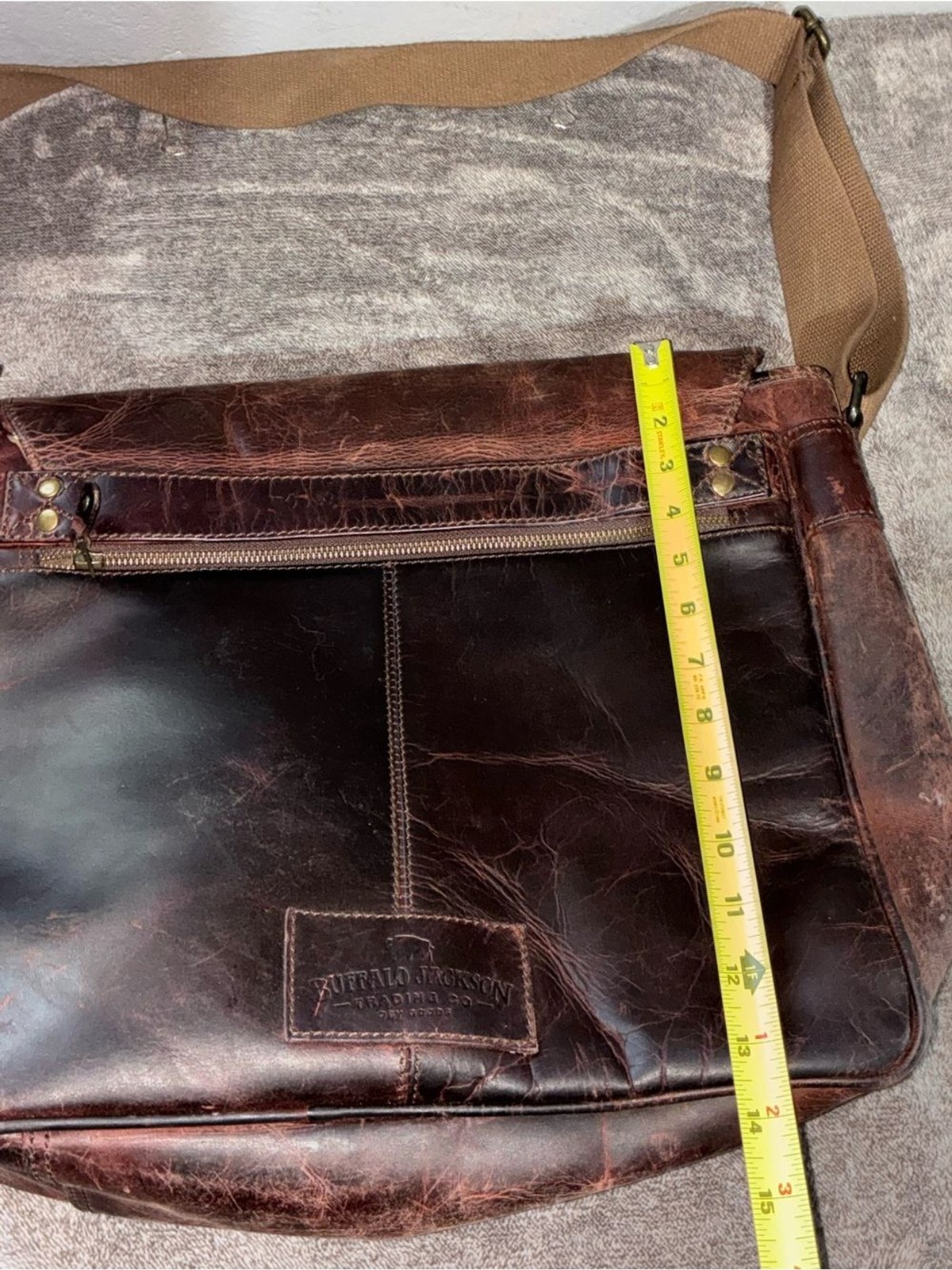 ROOSEVELT Buffalo Jackson Leather Satchel Messenger Bag Full Grain Distressed