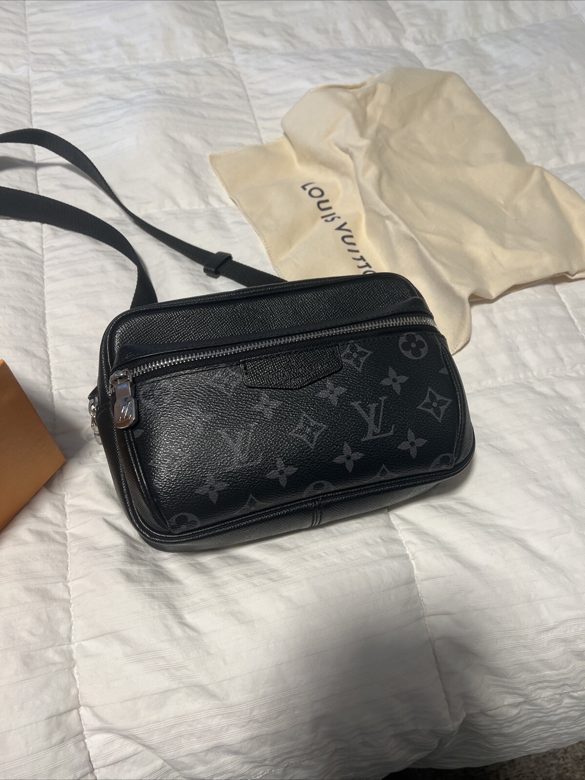 Louis Vuitton Tiger Lama Leather Bum Bag Outdoor L14cm x W21cm x D7cm Size Black