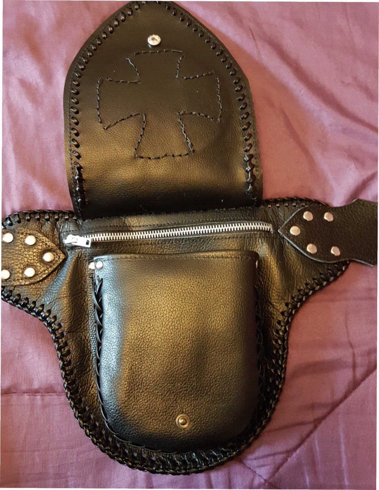 Leather Python snakeskin Utility Belt Pouch Biker Bag Steampunk Phone Mobile
