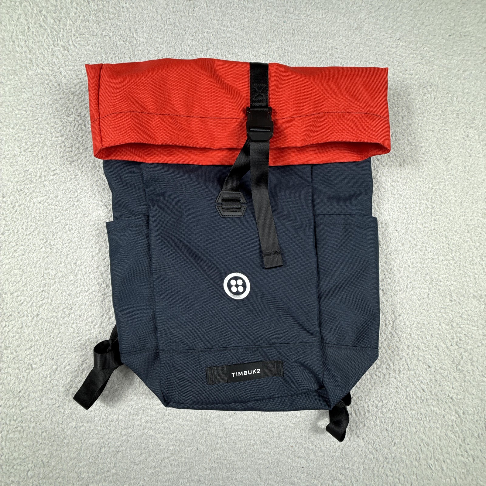 Timbuk2 Backpack Bag Hero Navy Red Roll Top Laptop Compartment Daypack Travel