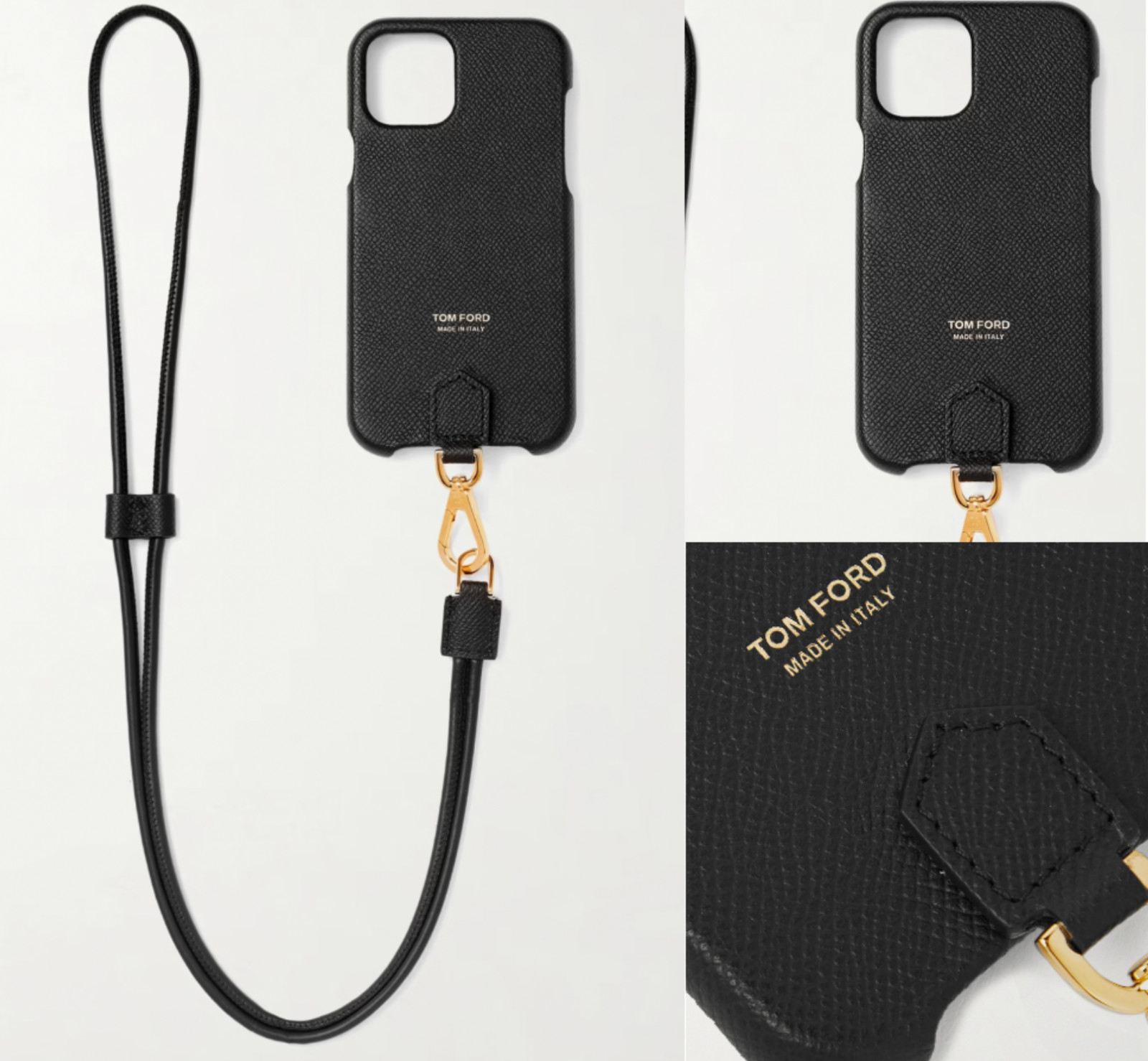 Tom Ford Grain Leather iPhone 11 Phone Case Lanyard Pouch Bag