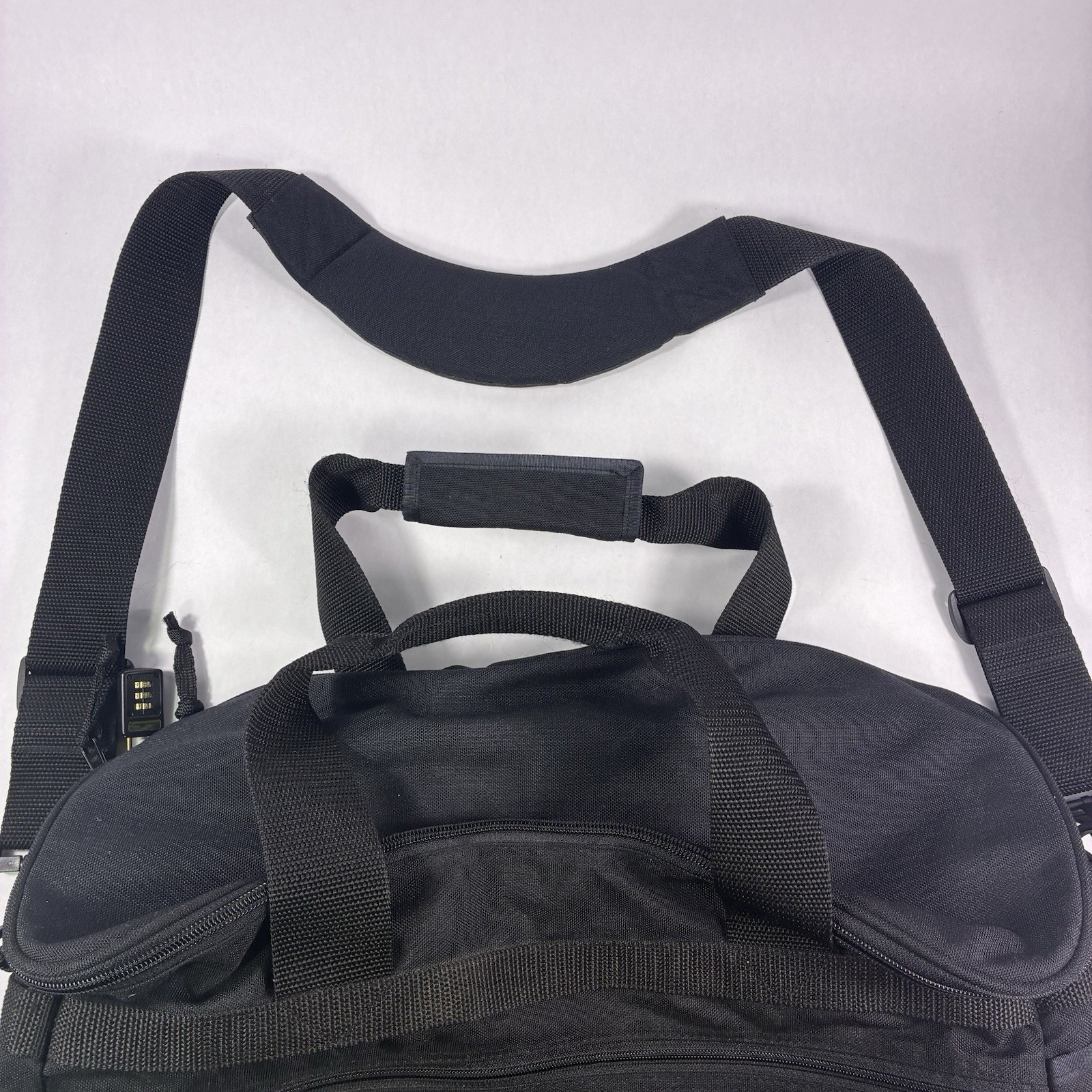 Eddie Bauer Black Duffle Bag Shoulder Strap Carry On Double Handle 100% Nylon