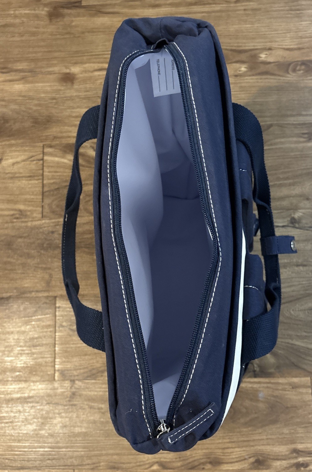 LLBean Large Insulated Navy & White Canvas Backpack Boat/Beach/Camping Tote