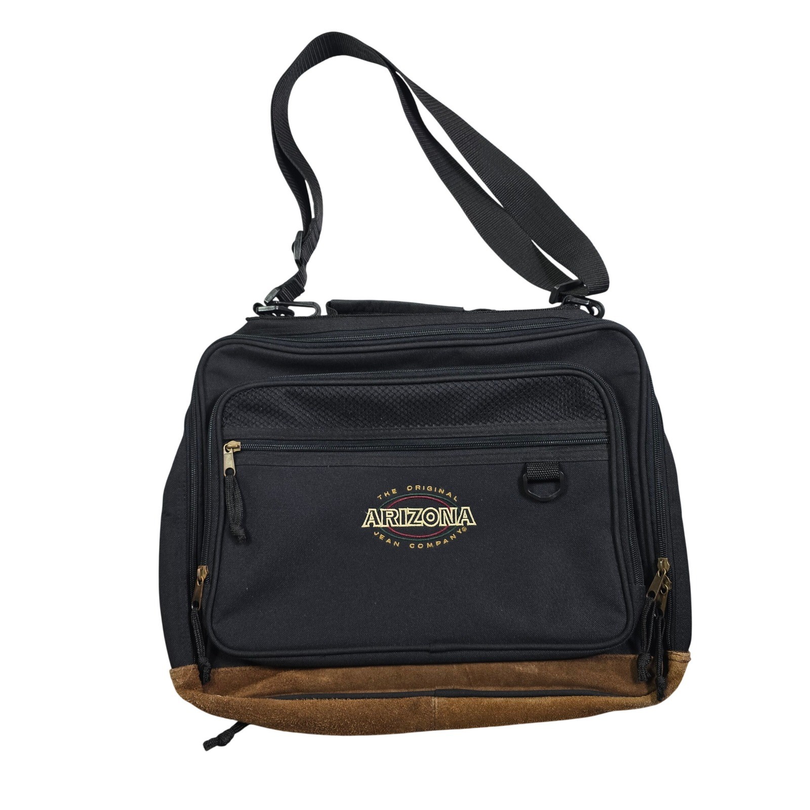 Vintage Y2K Arizona Jean Company Messenger Bag Unisex Large Black Brown Workwear