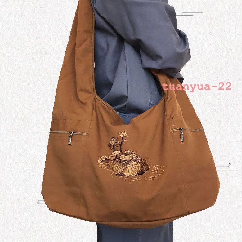 China Buddhist Supplies Monk Pack Shoulder Bag Cotton Canvas Buddha Bags 1pcs