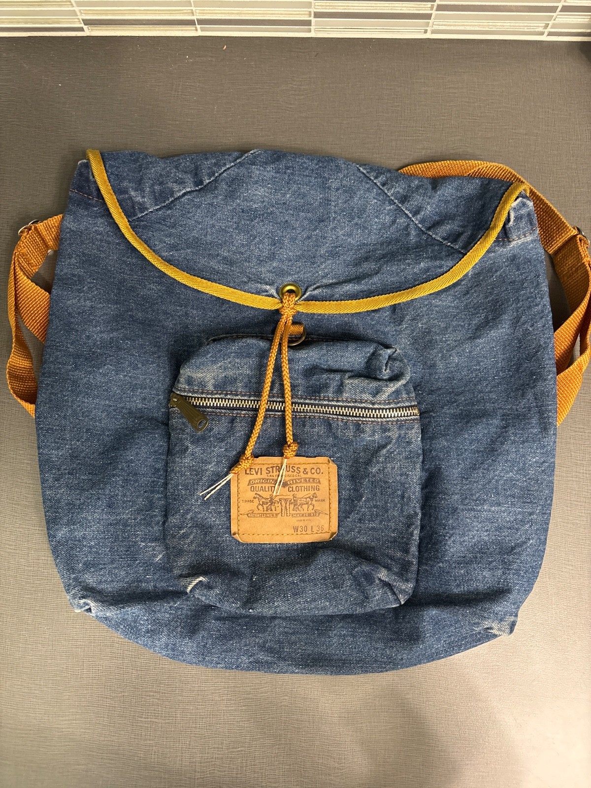 Vintage Orange Tab Cinch Levis Backpack