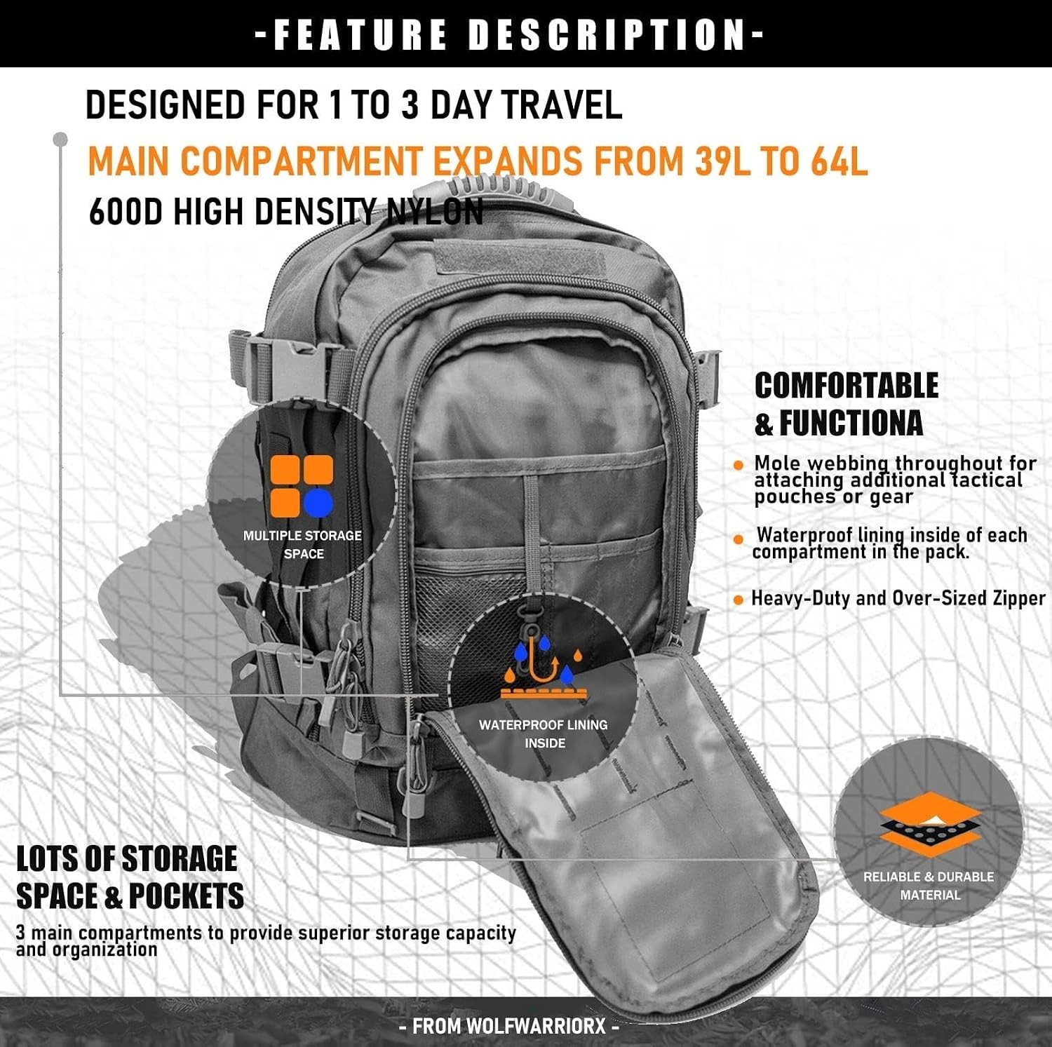 Tactical Backpack Military Army Daypack