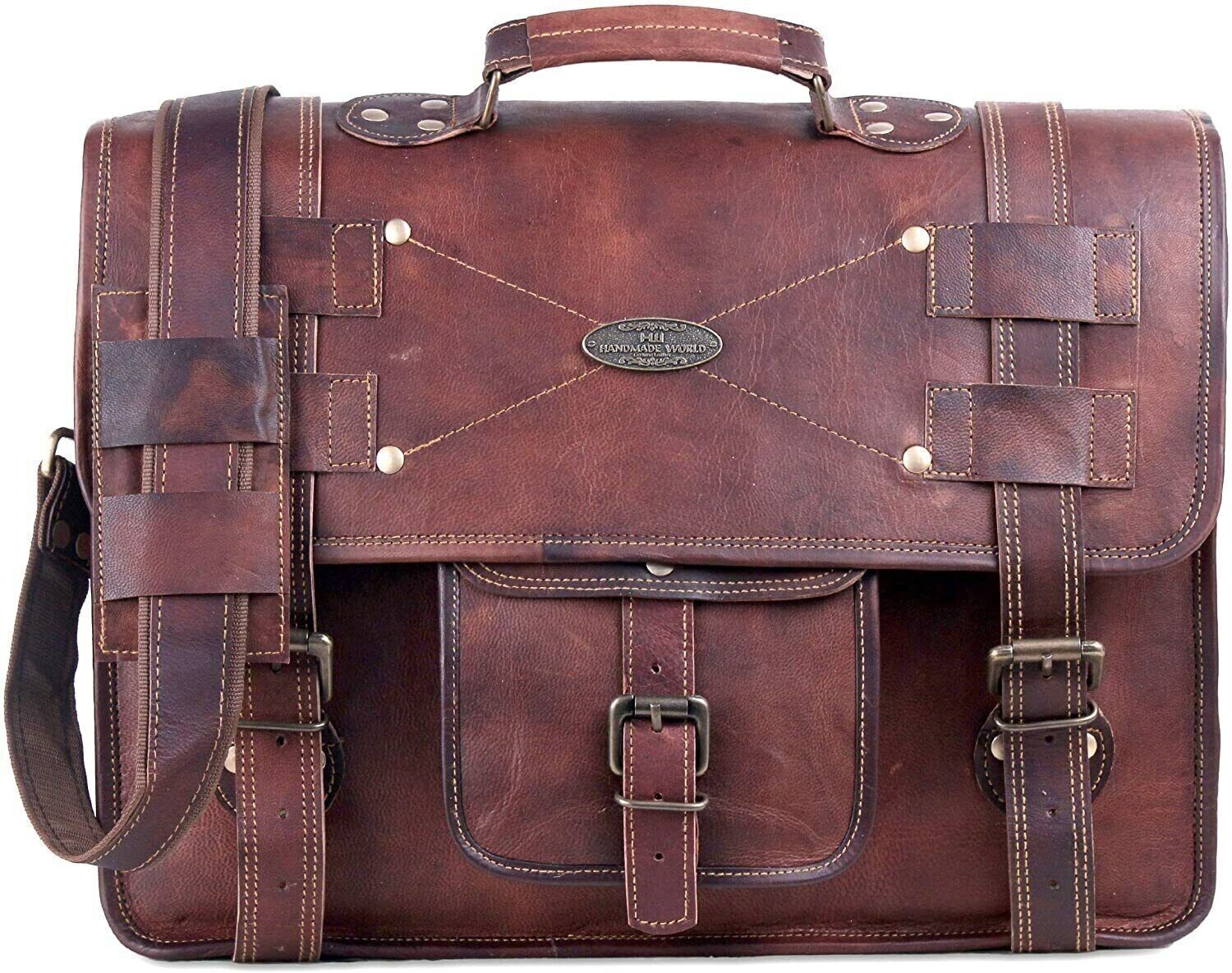 Men’s Handmade Vintage Leather Messenger Shoulder Laptop Briefcase Satchel Bag