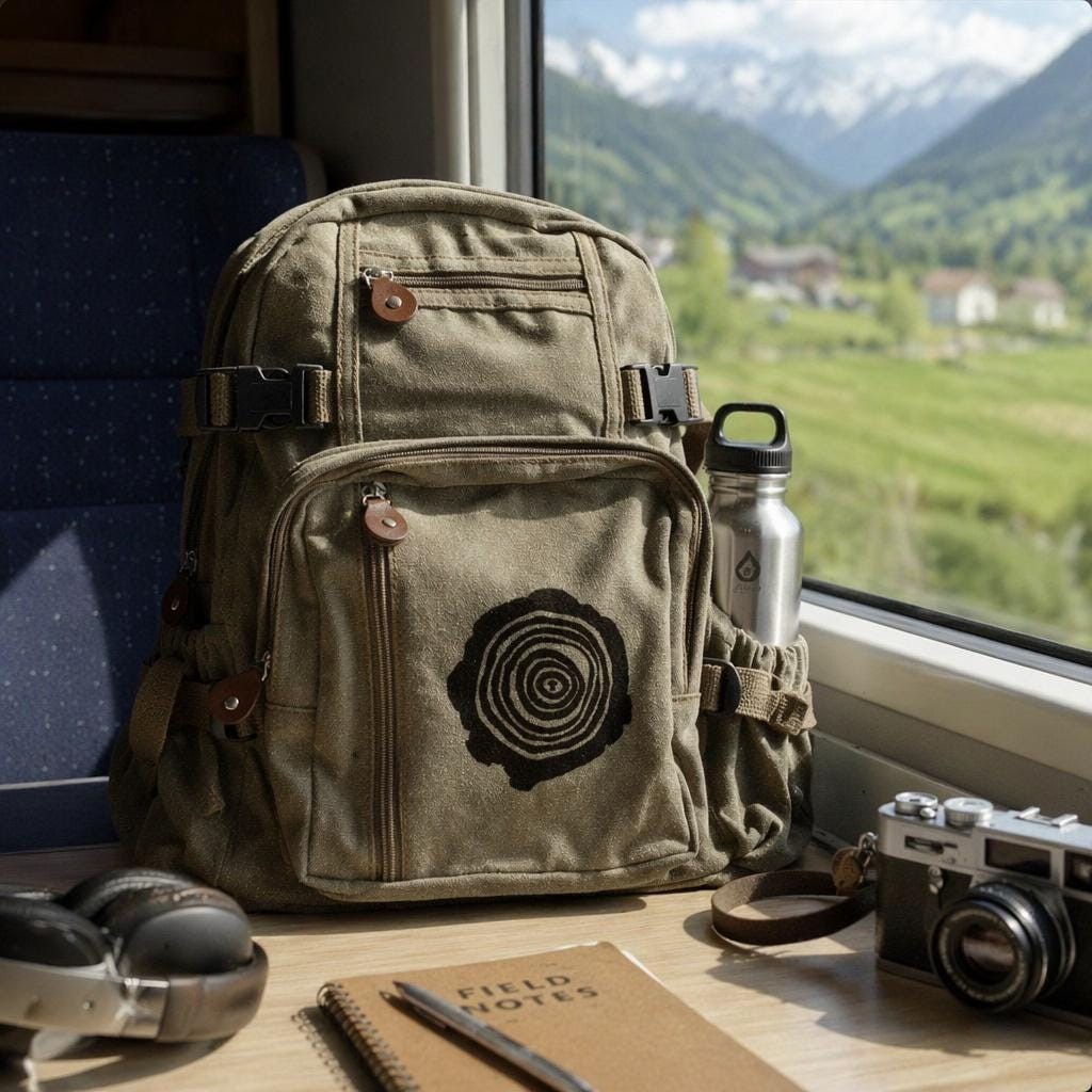 Tree Rings Canvas Backpack 13 Inch Laptop Travel Bag Free Ship US ⭐