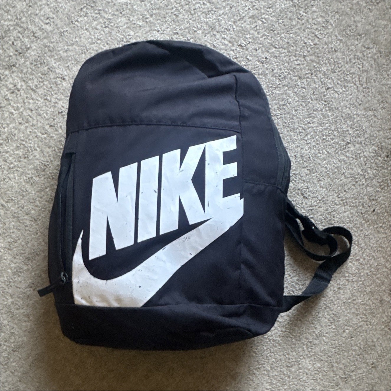 Nike Black & White Logo Backpack Zip Closure Adjustable Straps Outer Pockets