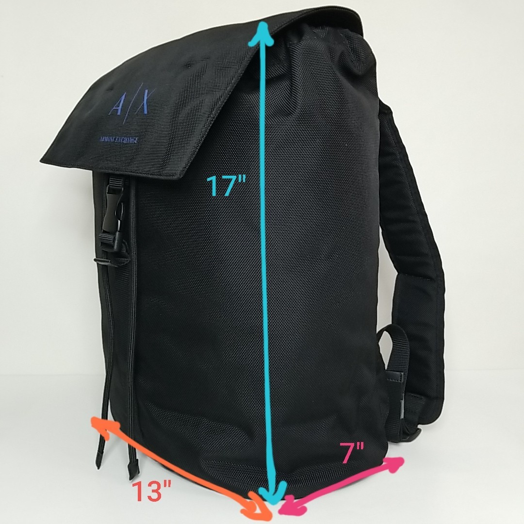 Armani Exchange 17″ Basic Backpack Black Nylon Top Loading