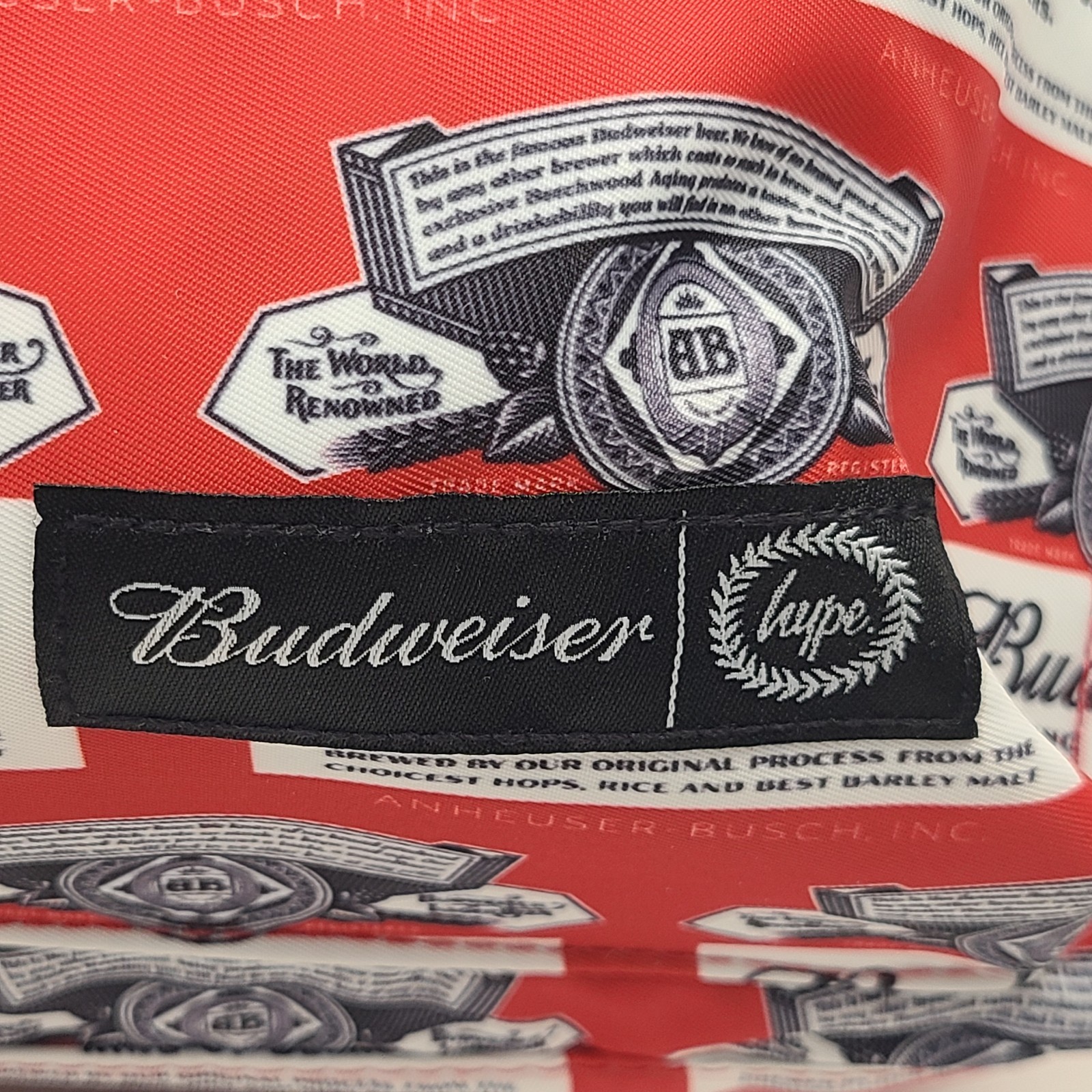 Hype X Budweiser Beer Collaboration Backpack w/ Bottle Opener All Over Print Red
