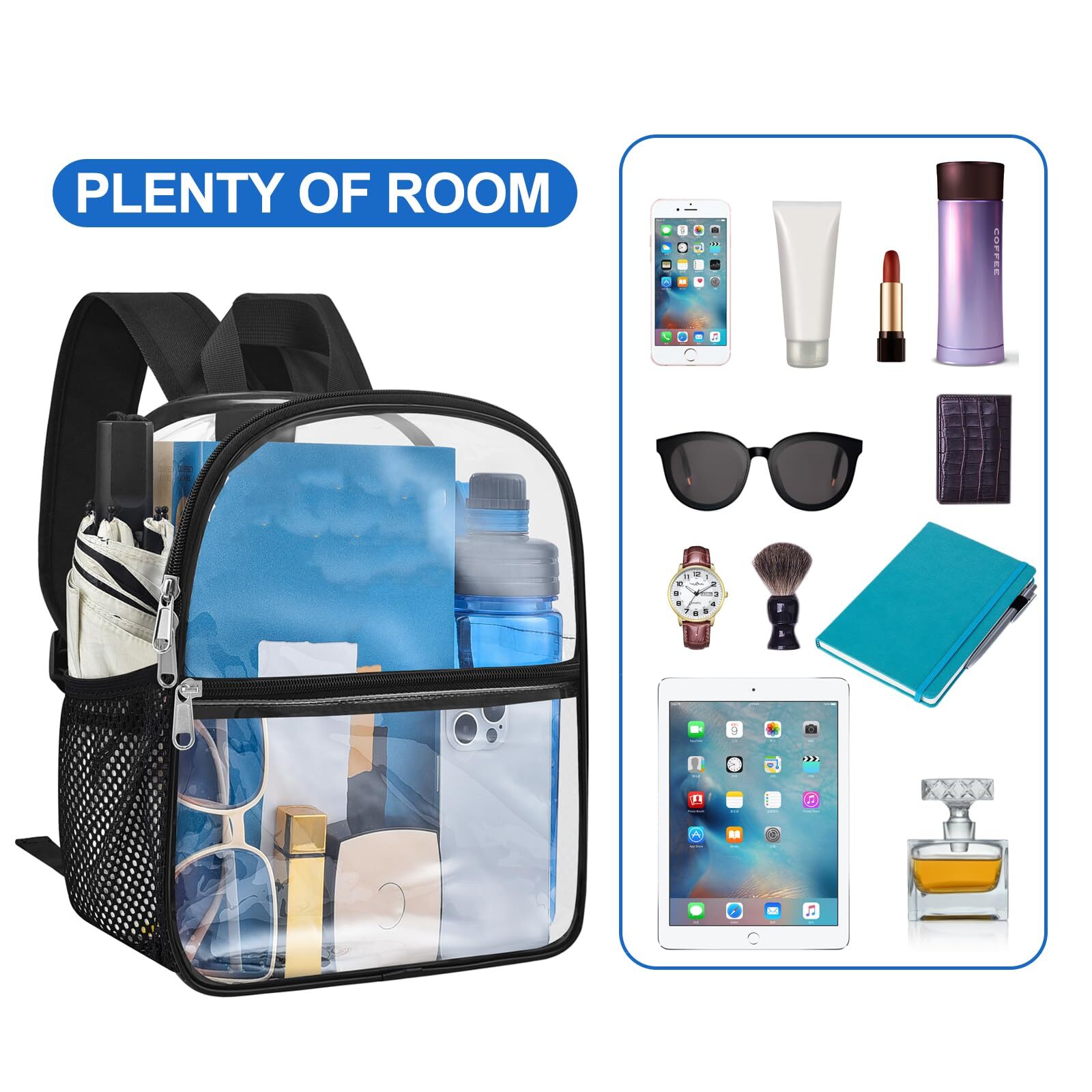 Stadium-Approved Clear Backpack for Sports and Concerts Small Transparent