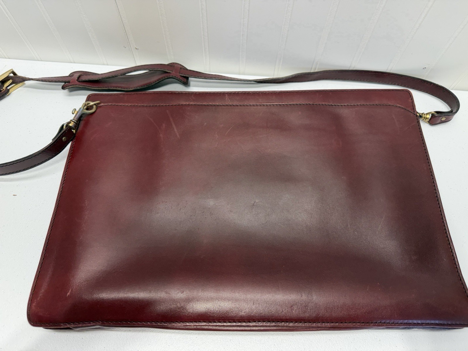 T Anthony Leather Briefcase Retractable Handles West Germany Embossed Initials