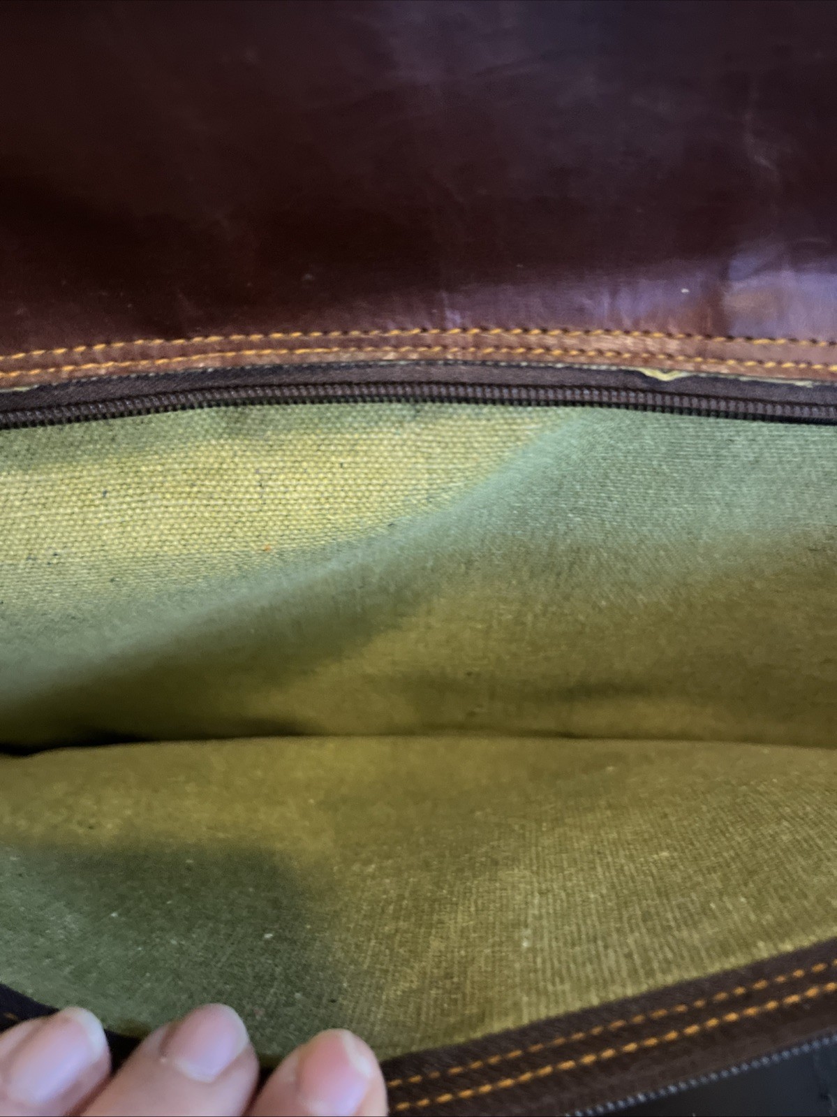 Large Leather Linen Lined Messenger Bag Laptop Brief Case Shoulder Bag Brown