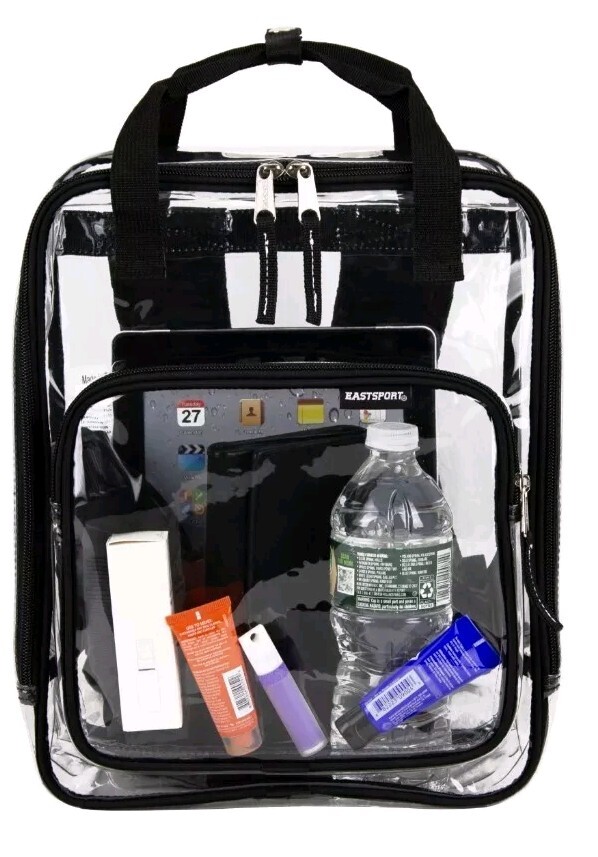 Eastsport Double Handle Stadium Approved Clear Backpack w/Adjustable Straps #NWT