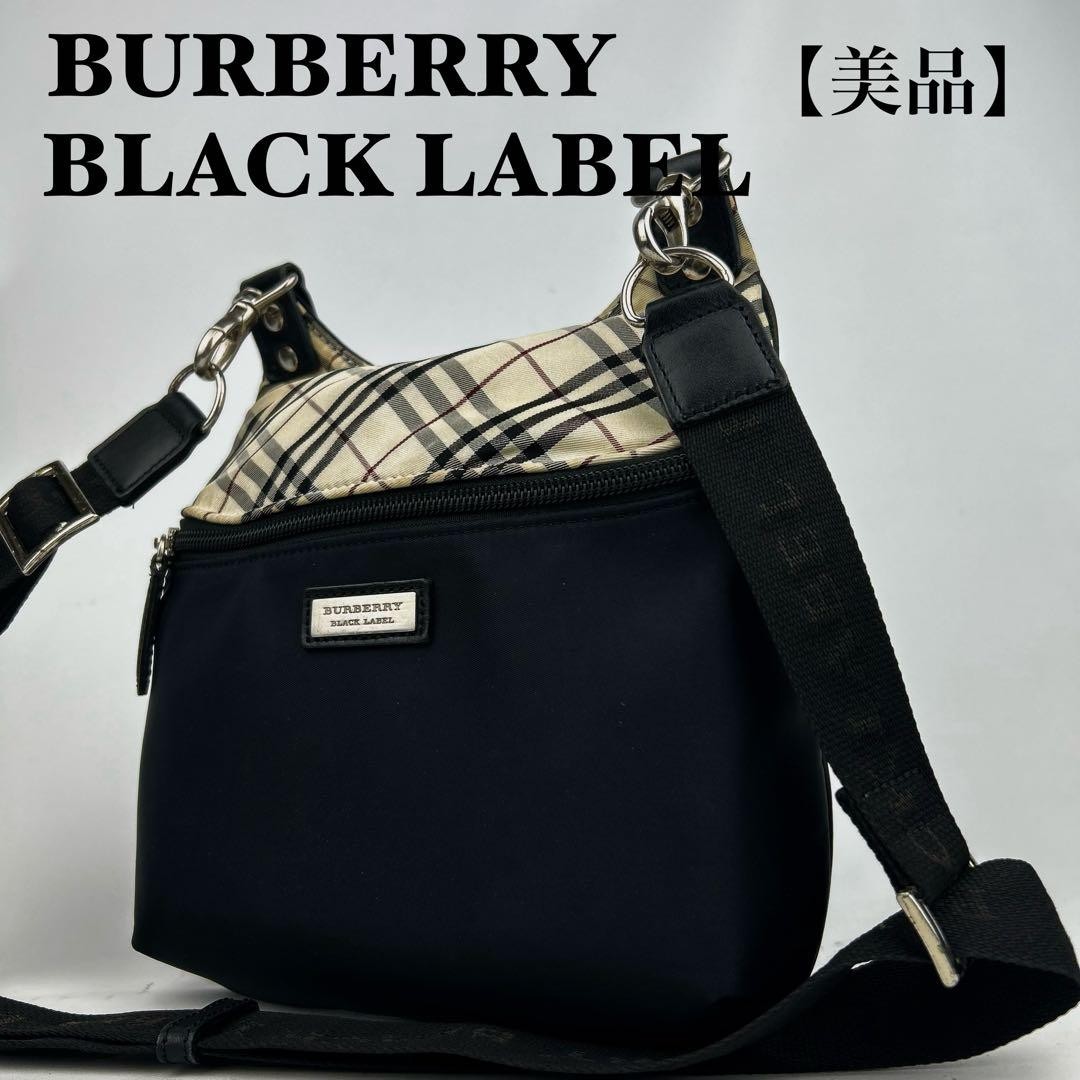 Authentic Burberry Black Label Nylon Shoulder Bag 20x21cm Men’s Black Check