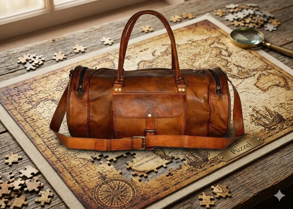 Men’s 24″ Handmade Real Vintage Leather Goat Luggage Duffle Travel Sport Gym Bag