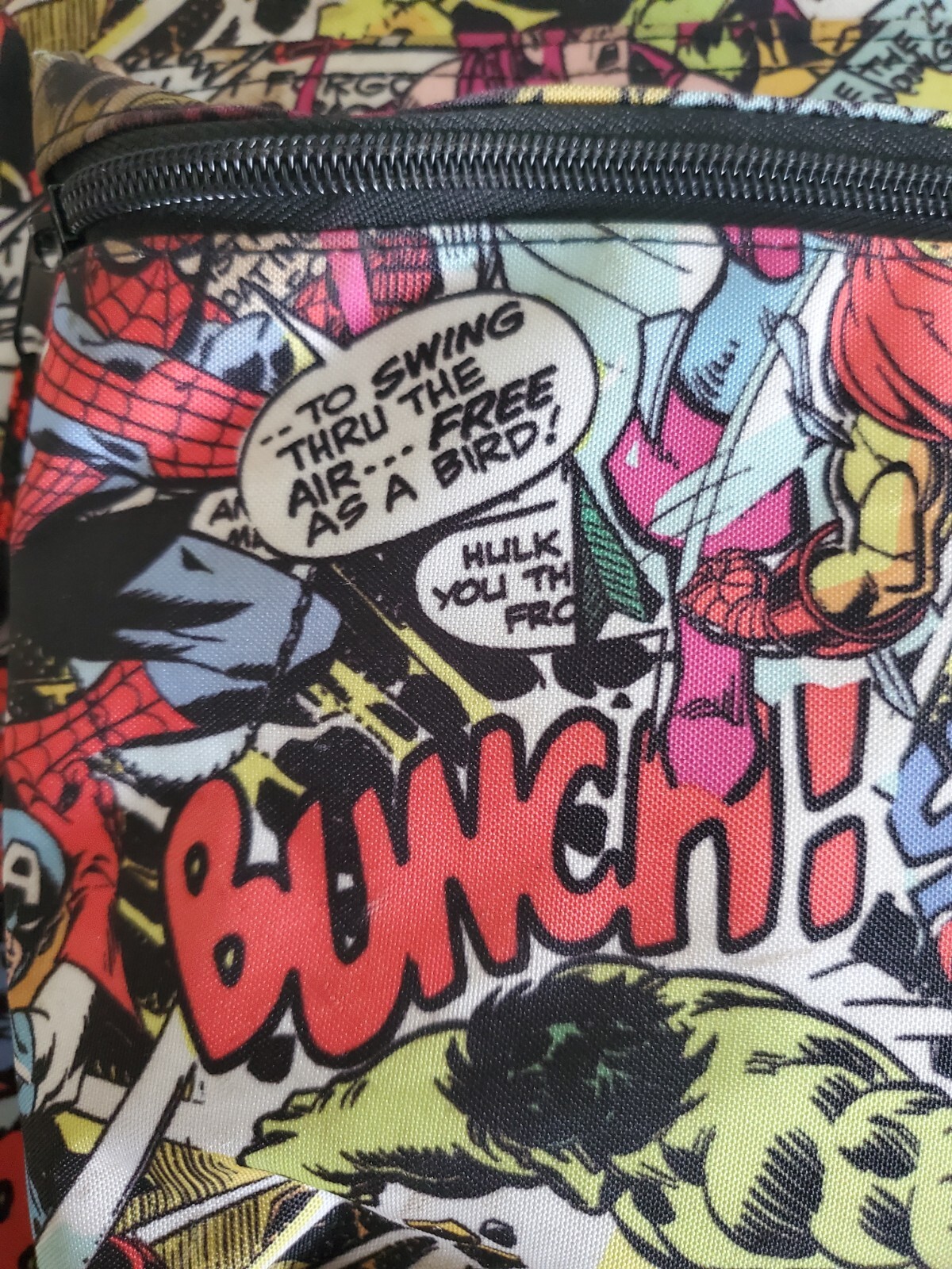 Marvel Backpack Comics Spiderman Hulk Ironman Heroes Comic Strip 18″ Bag
