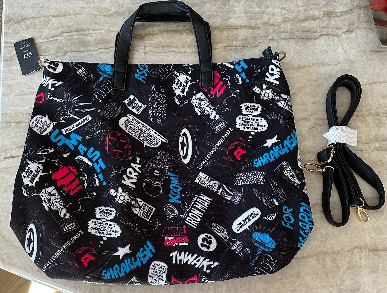 Marvel Comics Bioworld Tote Bag Satchel Top Handle Large Tote Bag Thor Hulk New1