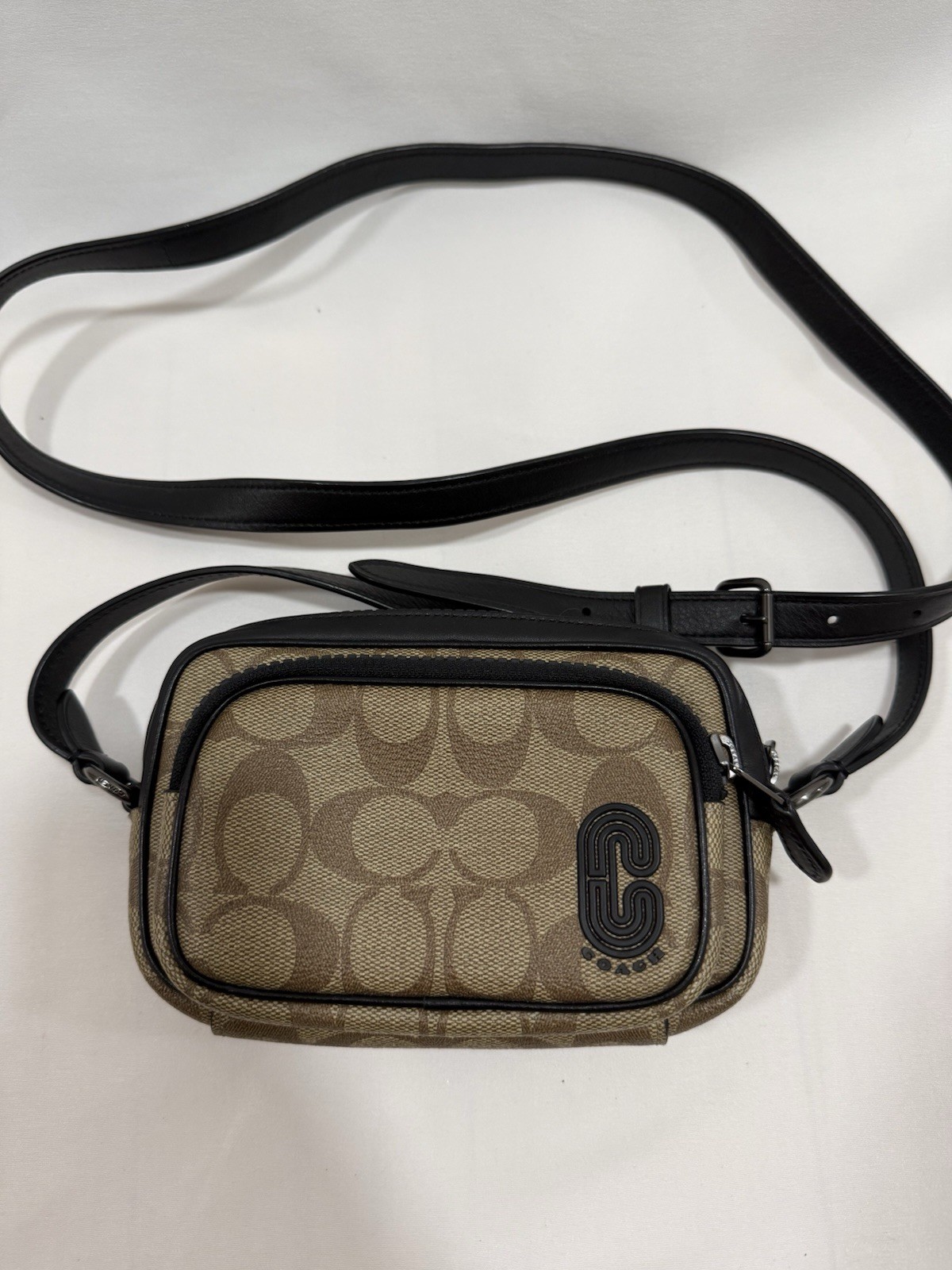 COACH Large “C” Black Logo SIGNATURE CANVAS Small CROSSBODY BAG C2061-1217