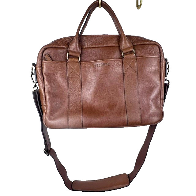Tecovas Bourbon Brown Leather Briefcase Laptop Travel Bag w/ Shoulder Strap