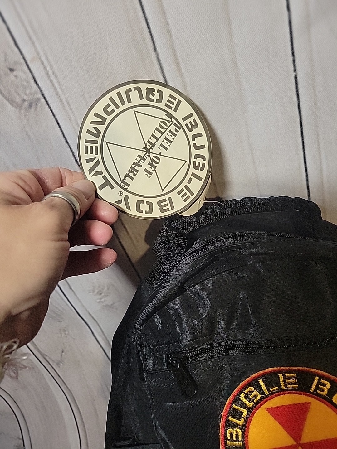 Vintage Bugle Boy Equipment Backpack Nylon Black Jet Blast Rescue/W Sticker…