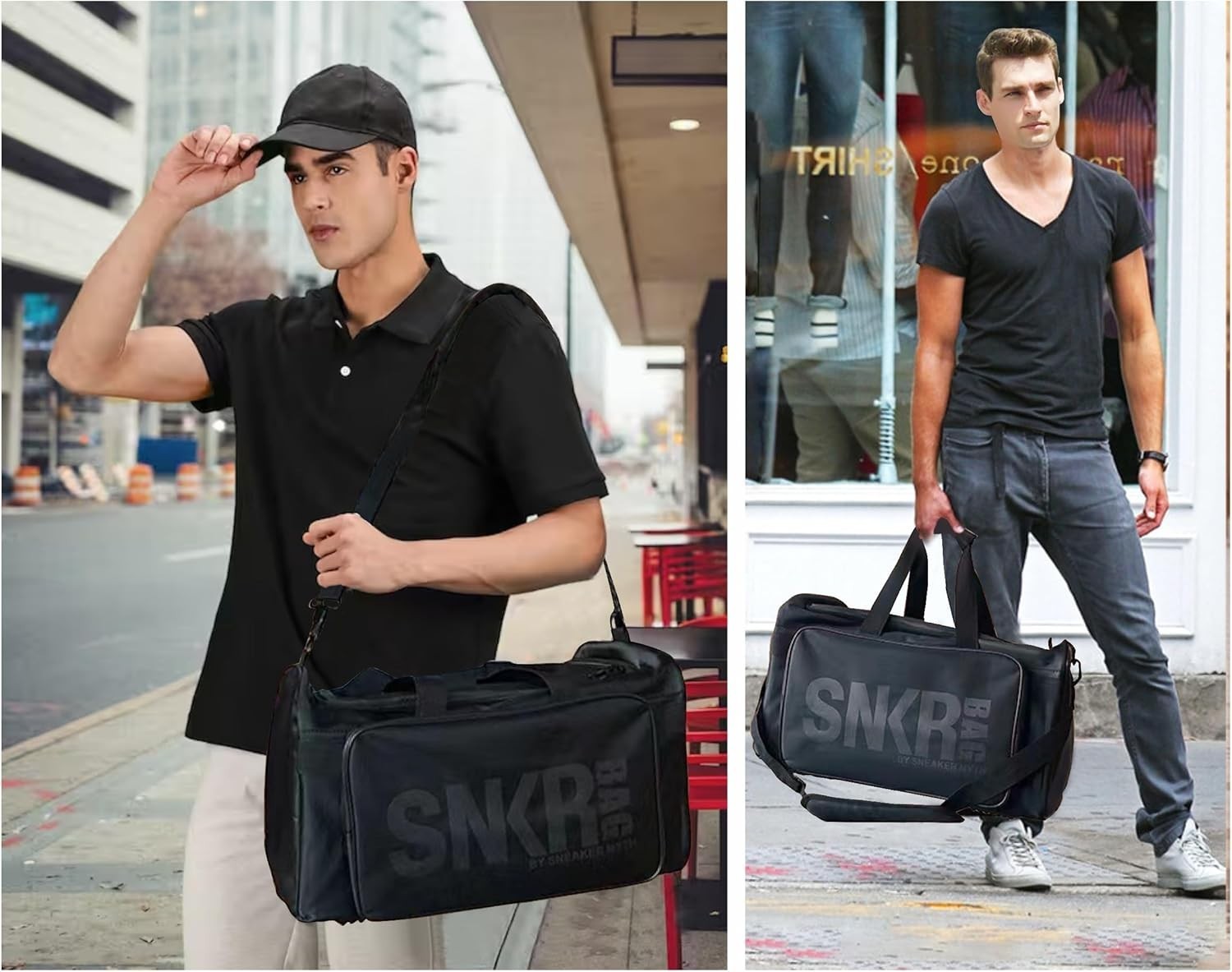 SNKR Multipurpose Black Shoe Storage Gym Travel Duffle Bag Custom Compartments