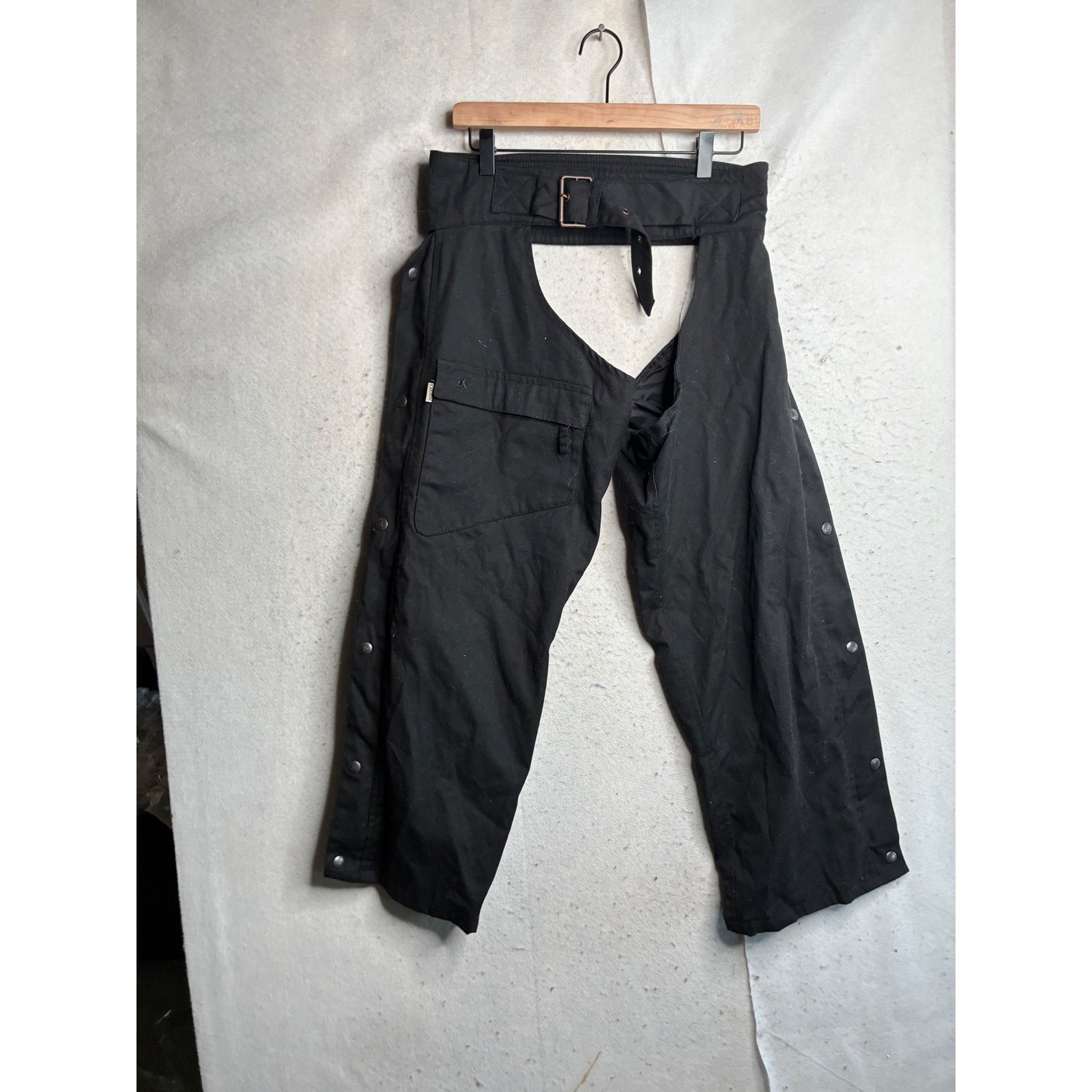Kakadu Traders Australia Black Canvas Motorcycle Chaps Style 7P33 Size Large