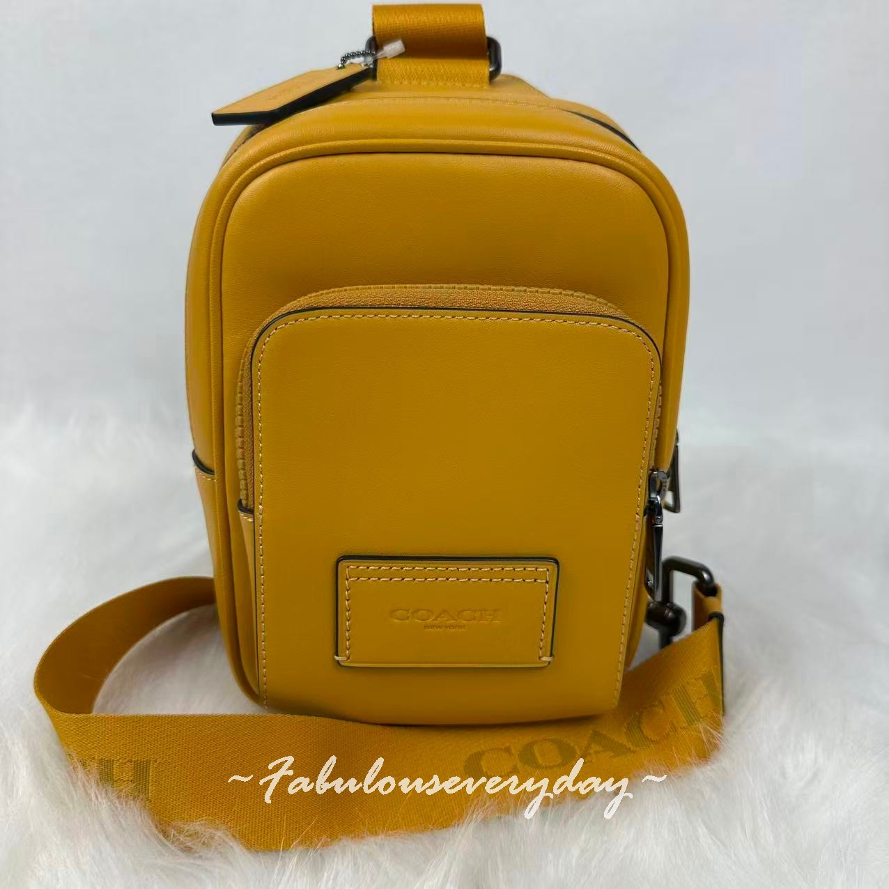 Coach Men Racer Sling Pack Crossbody In Leather/Silver/Buttercup CX071 NWT