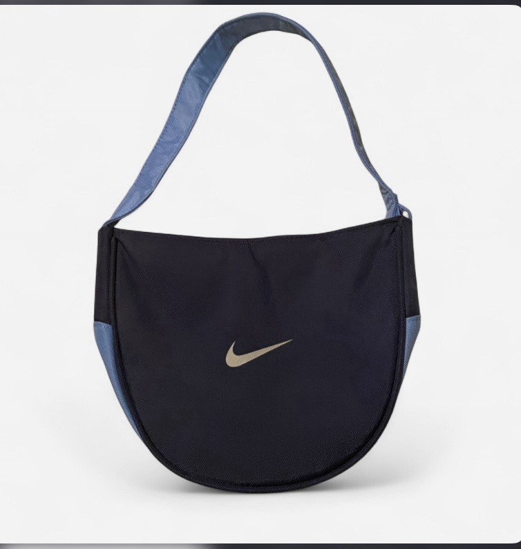 Nike Dark and Light Blue Shoulder Bag with Zipper, Pockets, Sports Theme
