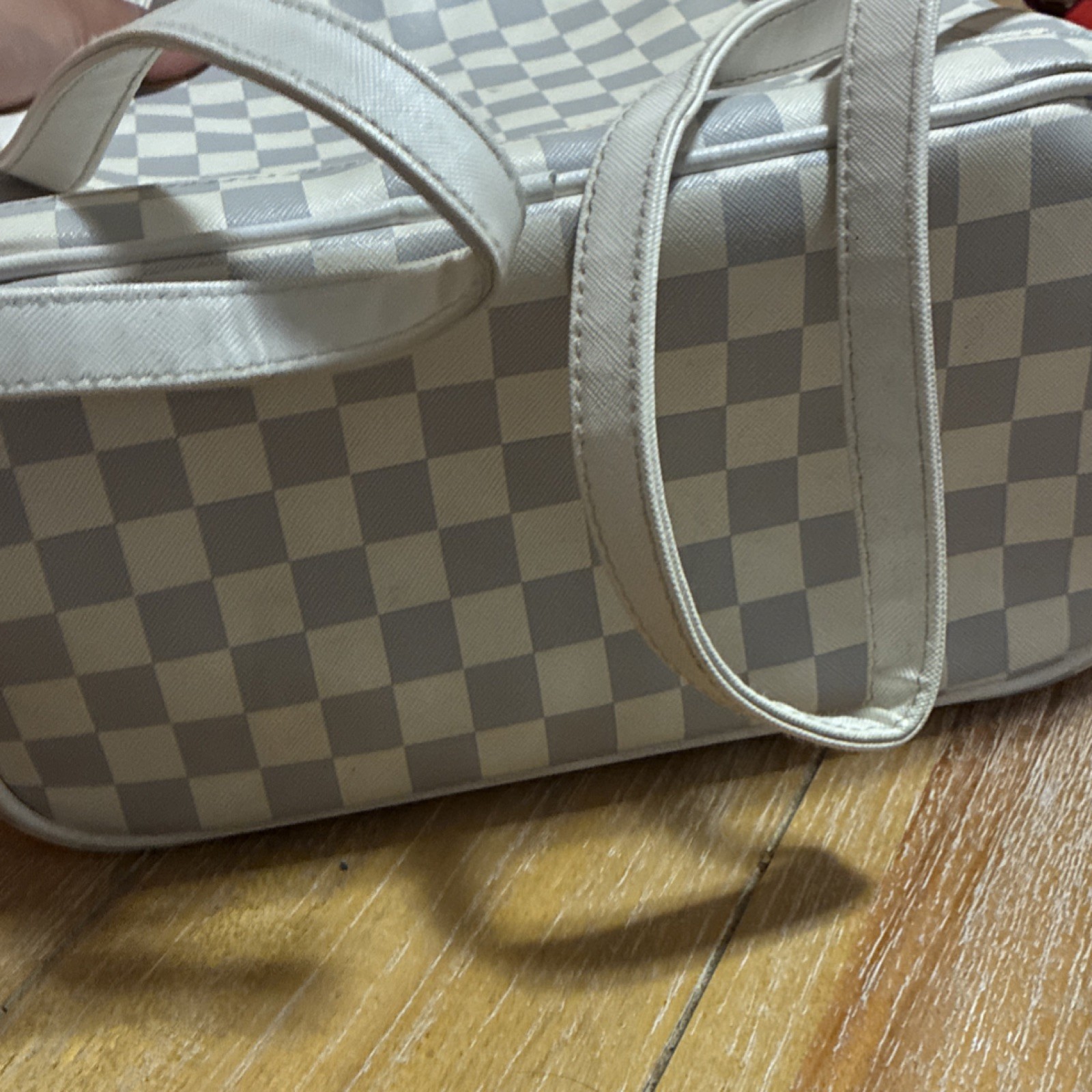 Sprayground Limited Edition Shark Mouth Checkered Backpack, Gray White Pink