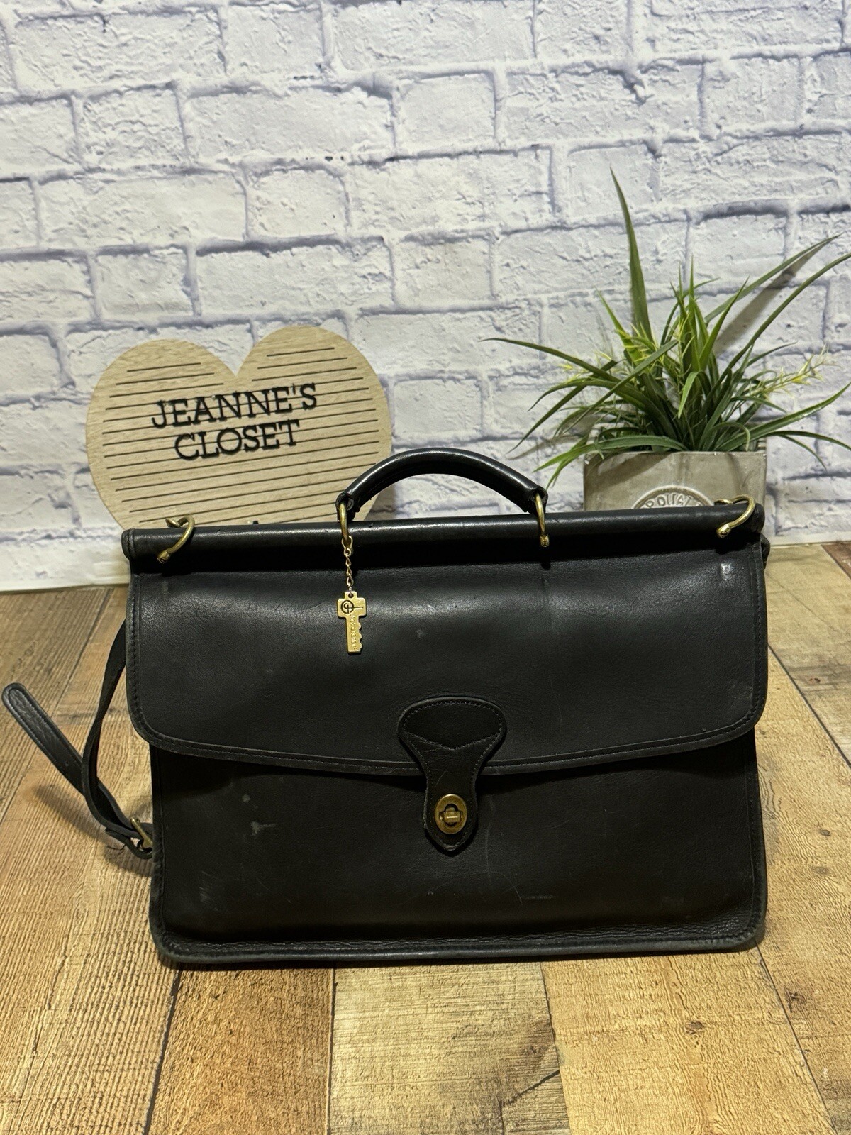 Jack Georges Traditional Classic Satchel Briefcase USA Black Leather handle