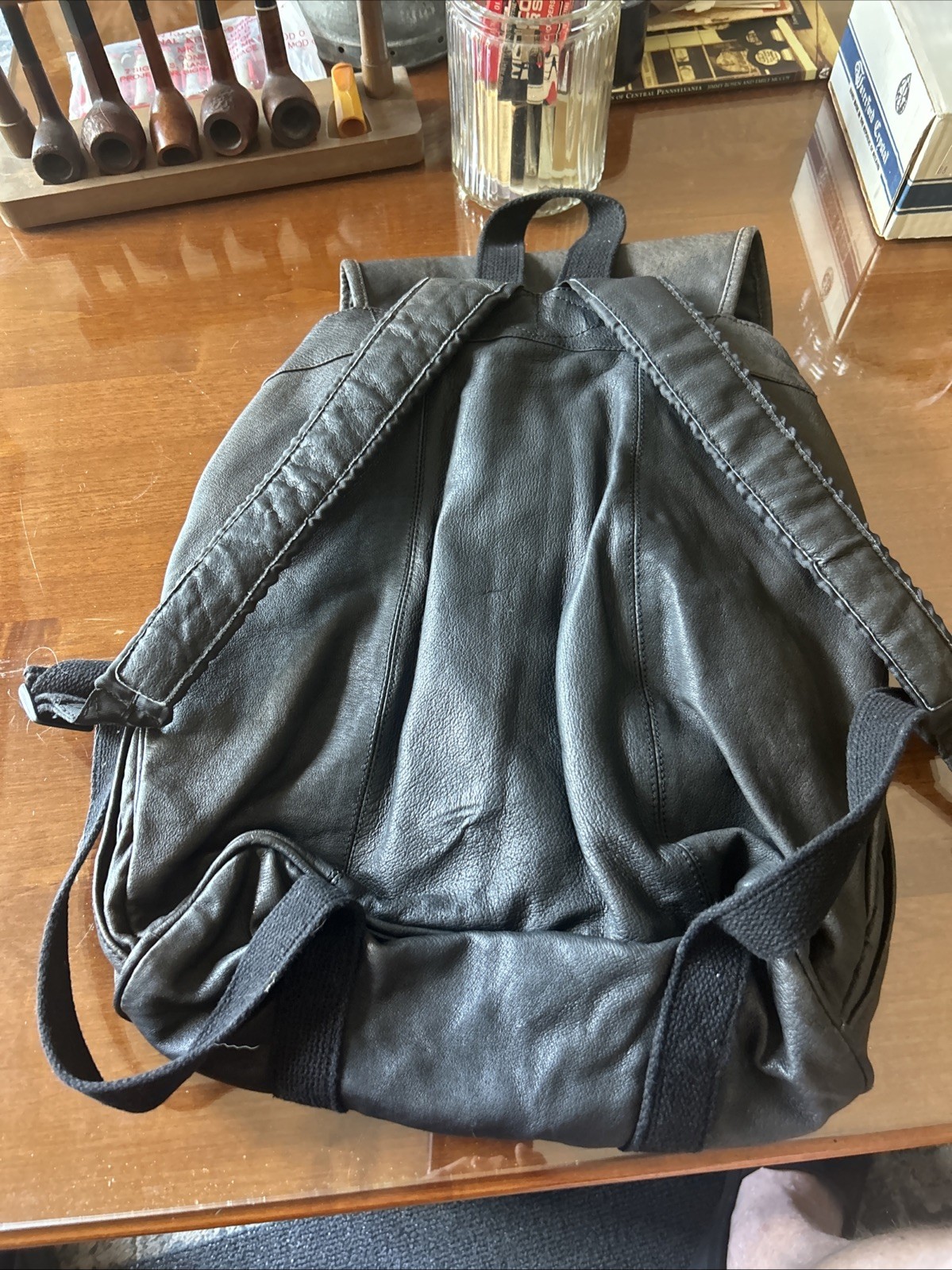 Leather Backpack Camel Cigarette Adv Dark Brown Distressed Multi Pocket Bag